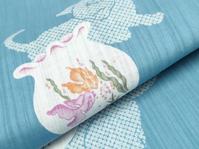 平和屋着物∴夏物 浴衣 金魚 綿 逸品 CAAW0931ng
