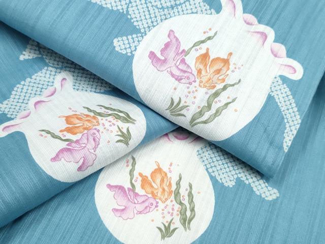 平和屋着物∴夏物 浴衣 金魚 綿 逸品 CAAW0931ng