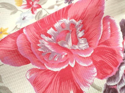 平和屋着物∴夏物 浴衣 綿紅梅 牡丹 綿 逸品 未使用 CAAW0932ng