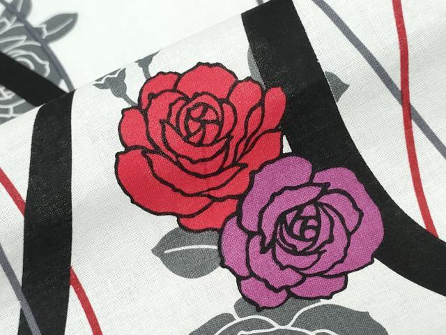 平和屋着物∴夏物 浴衣 薔薇 綿 逸品 未使用 CAAW0933ng