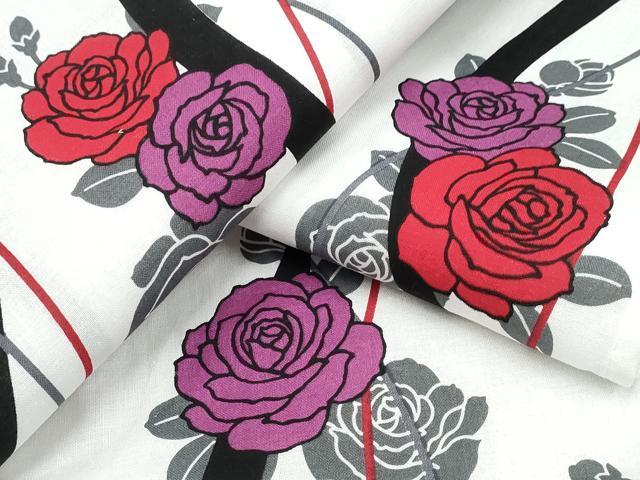 平和屋着物∴夏物 浴衣 薔薇 綿 逸品 未使用 CAAW0933ng