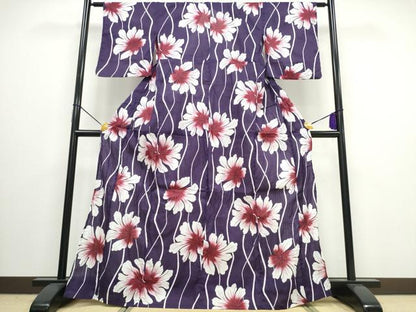 平和屋着物∴夏物 浴衣 枝葉文 綿 逸品 CAAW0934ng