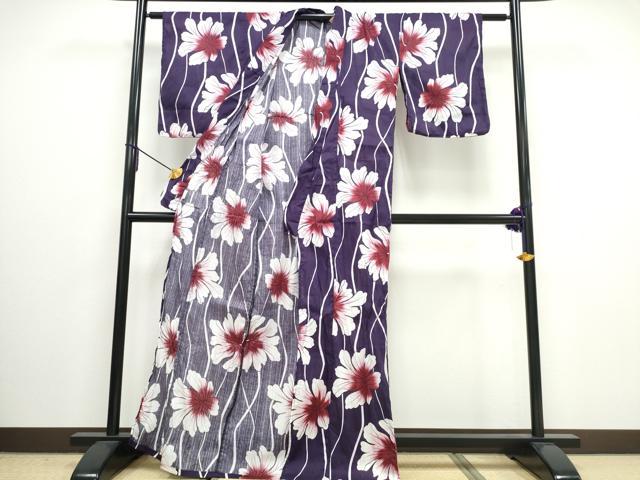 平和屋着物∴夏物 浴衣 枝葉文 綿 逸品 CAAW0934ng