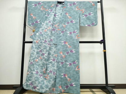 平和屋着物∴夏物 浴衣 トンボ 蜻蛉 綿 逸品 未使用 CAAW0935ng
