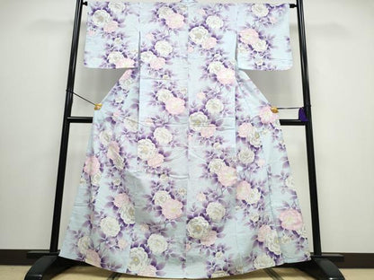 平和屋着物∴夏物　浴衣　枝牡丹　綿　逸品　CAAW0937ng
