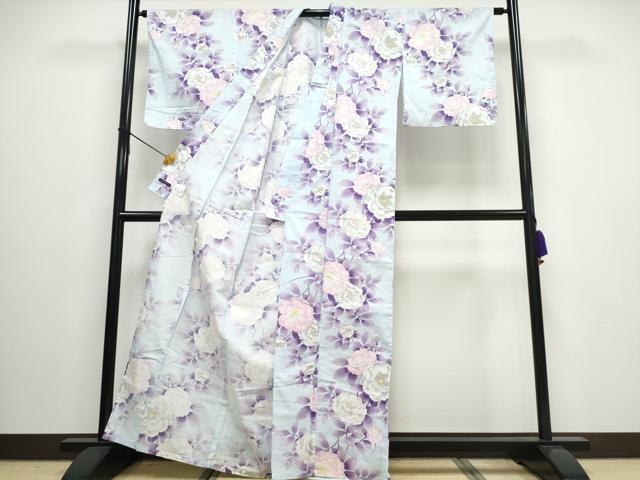 平和屋着物∴夏物　浴衣　枝牡丹　綿　逸品　CAAW0937ng