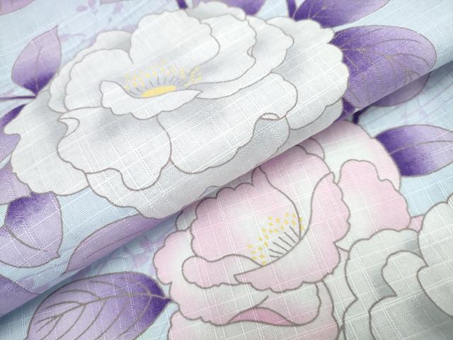 平和屋着物∴夏物　浴衣　枝牡丹　綿　逸品　CAAW0937ng