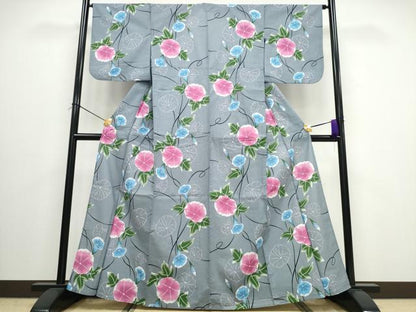 平和屋着物∴夏物　浴衣　朝顔　綿　逸品　CAAW0938ng