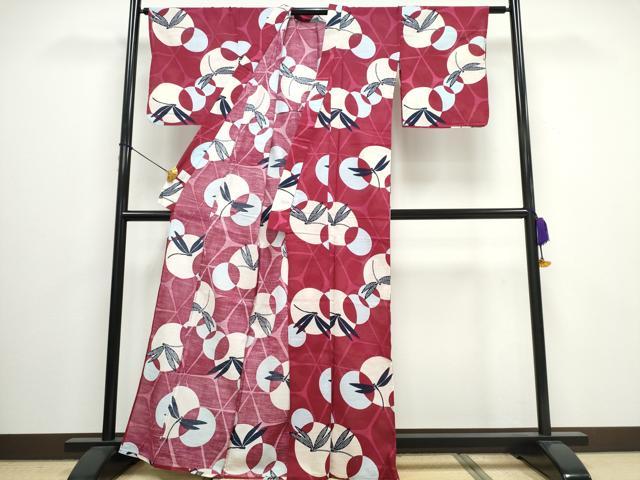 平和屋着物∴夏物 浴衣 蜻蛉 トンボ 吉祥丸文 綿 逸品 CAAW0939ng