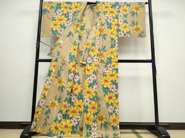 平和屋着物∴夏物 浴衣 草花尽くし 綿 逸品 CAAW0941ng