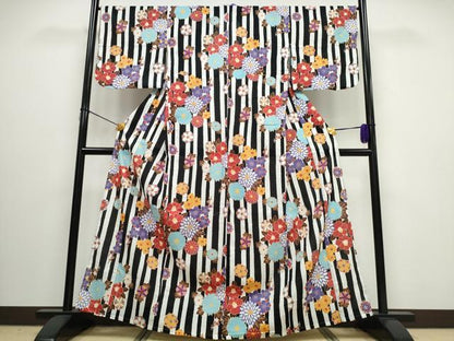 平和屋着物∴夏物 浴衣 間道 舞花尽くし 綿 逸品 CAAW0950ng