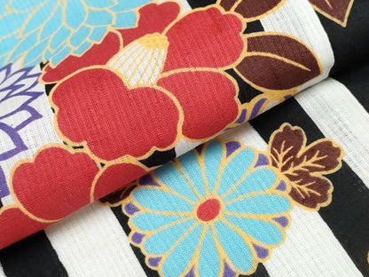 平和屋着物∴夏物 浴衣 間道 舞花尽くし 綿 逸品 CAAW0950ng