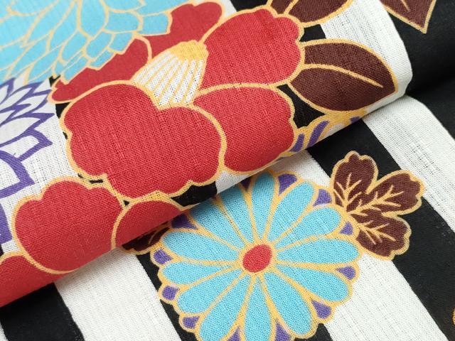 平和屋着物∴夏物 浴衣 間道 舞花尽くし 綿 逸品 CAAW0950ng