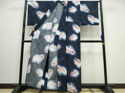 平和屋着物∴夏物 浴衣 綿紅梅 金魚 暈し染め 綿 逸品 未使用 CAAW0951ng
