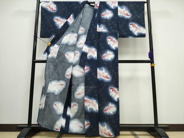平和屋着物∴夏物 浴衣 綿紅梅 金魚 暈し染め 綿 逸品 未使用 CAAW0951ng