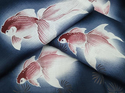 平和屋着物∴夏物 浴衣 綿紅梅 金魚 暈し染め 綿 逸品 未使用 CAAW0951ng