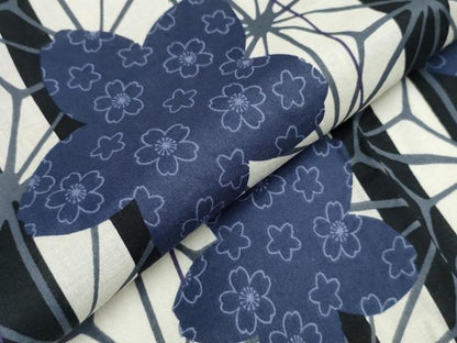 平和屋着物∴夏物 浴衣 舞桜間道 麻の葉文様 綿 逸品 CAAW0953ng