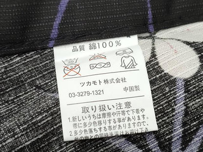 平和屋着物∴夏物 浴衣 舞花文 黒地 綿 逸品 CAAW0955ng