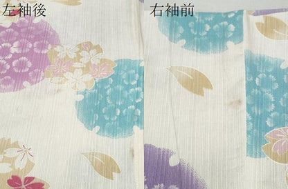 平和屋着物∴夏物 浴衣 雪輪舞桜 綿 逸品 CAAW0956ng