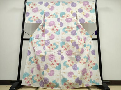平和屋着物∴夏物 浴衣 雪輪舞桜 綿 逸品 CAAW0956ng
