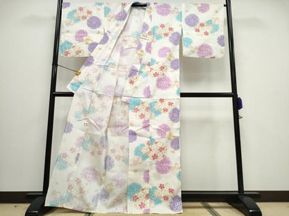 平和屋着物∴夏物 浴衣 雪輪舞桜 綿 逸品 CAAW0956ng