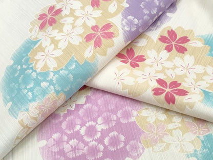 平和屋着物∴夏物 浴衣 雪輪舞桜 綿 逸品 CAAW0956ng
