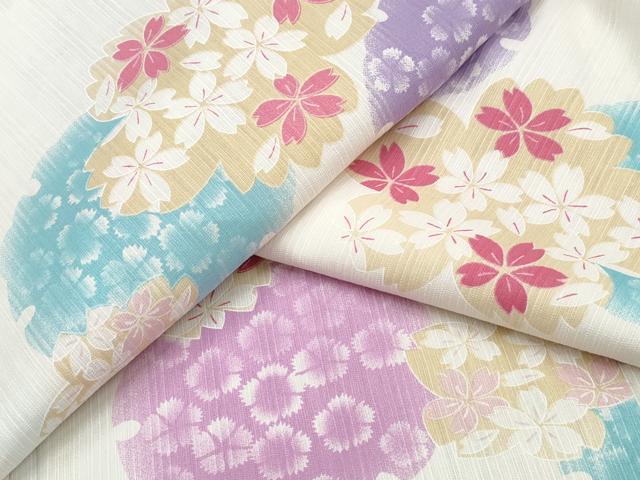 平和屋着物∴夏物 浴衣 雪輪舞桜 綿 逸品 CAAW0956ng