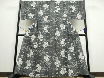 平和屋着物∴夏物　浴衣　芝草舞花文　綿麻　逸品　CAAW0957ng