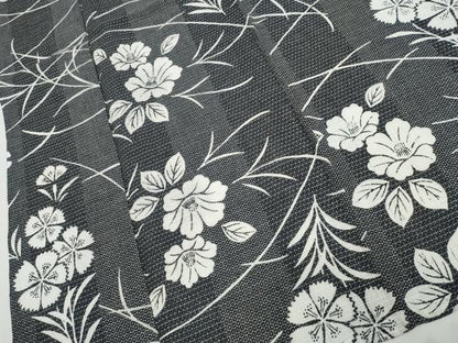 平和屋着物∴夏物　浴衣　芝草舞花文　綿麻　逸品　CAAW0957ng