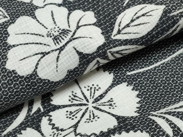 平和屋着物∴夏物　浴衣　芝草舞花文　綿麻　逸品　CAAW0957ng