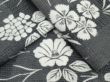 平和屋着物∴夏物　浴衣　芝草舞花文　綿麻　逸品　CAAW0957ng