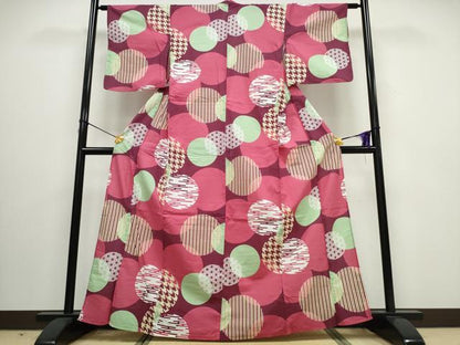 平和屋着物∴夏物 浴衣 吉祥丸文 綿 逸品 CAAW0958ng