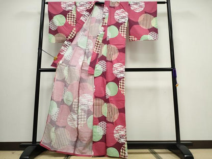 平和屋着物∴夏物 浴衣 吉祥丸文 綿 逸品 CAAW0958ng