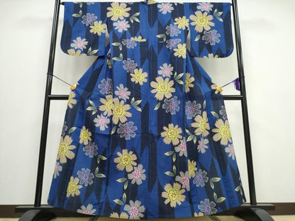 平和屋着物∴夏物 浴衣 舞花文 綿 逸品 CAAW0959ng