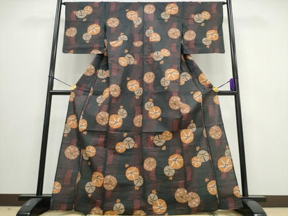 平和屋着物∴夏物 浴衣 朝顔 黒地 綿 逸品 未使用 CAAW0960ng