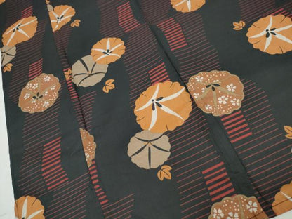 平和屋着物∴夏物 浴衣 朝顔 黒地 綿 逸品 未使用 CAAW0960ng