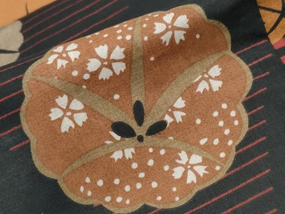 平和屋着物∴夏物 浴衣 朝顔 黒地 綿 逸品 未使用 CAAW0960ng