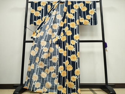 平和屋着物∴夏物 浴衣 舞菊間道 綿 逸品 CAAW0962ng