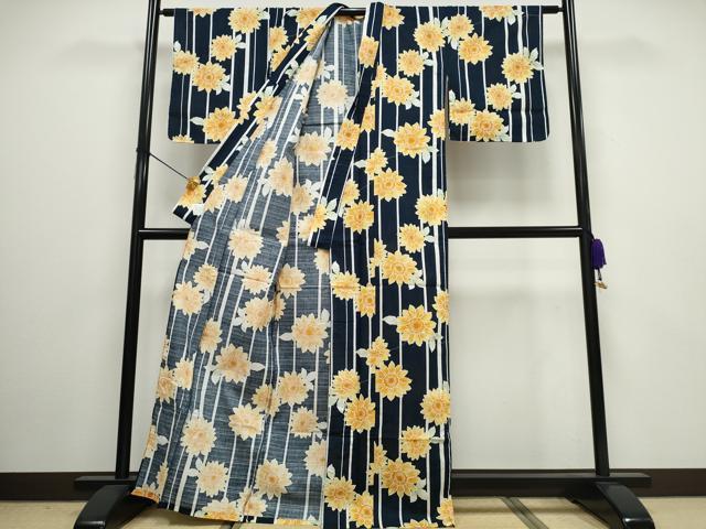 平和屋着物∴夏物 浴衣 舞菊間道 綿 逸品 CAAW0962ng