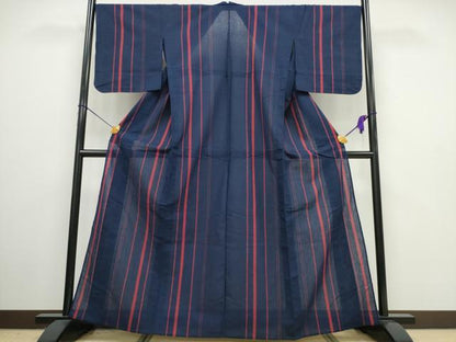 平和屋着物∴夏物 阿波しじら織 浴衣 間道 綿 逸品 CAAW0964ng