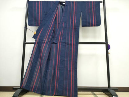 平和屋着物∴夏物 阿波しじら織 浴衣 間道 綿 逸品 CAAW0964ng