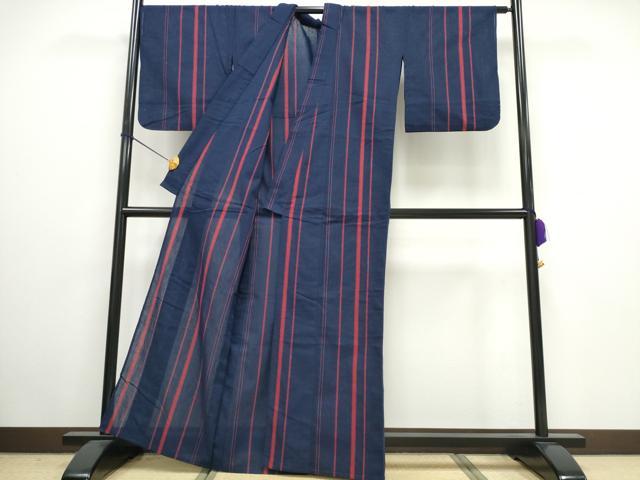 平和屋着物∴夏物 阿波しじら織 浴衣 間道 綿 逸品 CAAW0964ng