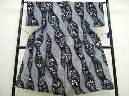 平和屋着物∴夏物 浴衣 有松鳴海絞り 流水草花文 綿 逸品 CAAW0967ng