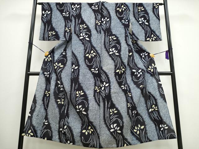 平和屋着物∴夏物 浴衣 有松鳴海絞り 流水草花文 綿 逸品 CAAW0967ng