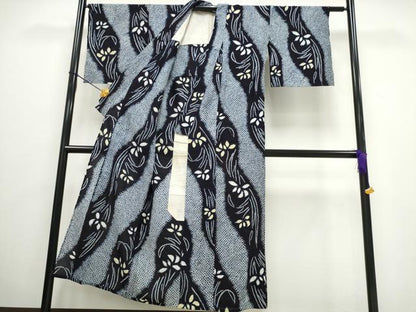 平和屋着物∴夏物 浴衣 有松鳴海絞り 流水草花文 綿 逸品 CAAW0967ng