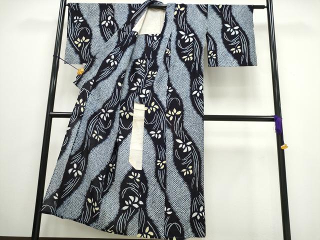 平和屋着物∴夏物 浴衣 有松鳴海絞り 流水草花文 綿 逸品 CAAW0967ng
