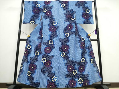 平和屋着物∴夏物 浴衣 有松鳴海絞り 菊唐草文 綿 逸品 CAAW0968ng