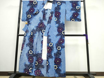 平和屋着物∴夏物 浴衣 有松鳴海絞り 菊唐草文 綿 逸品 CAAW0968ng