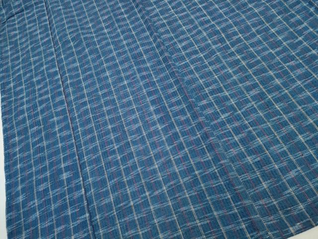 平和屋着物∴夏物　阿波しじら織　浴衣　吉祥間道　綿　逸品　CAAW0973ng