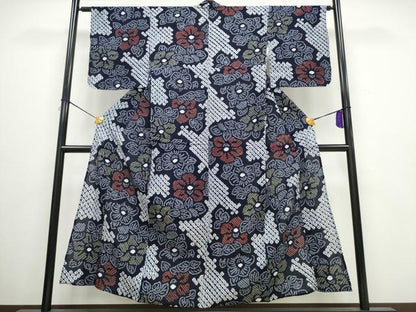 平和屋着物∴夏物　浴衣　有松鳴海絞り　枝花文　綿　逸品　CAAW0975ng